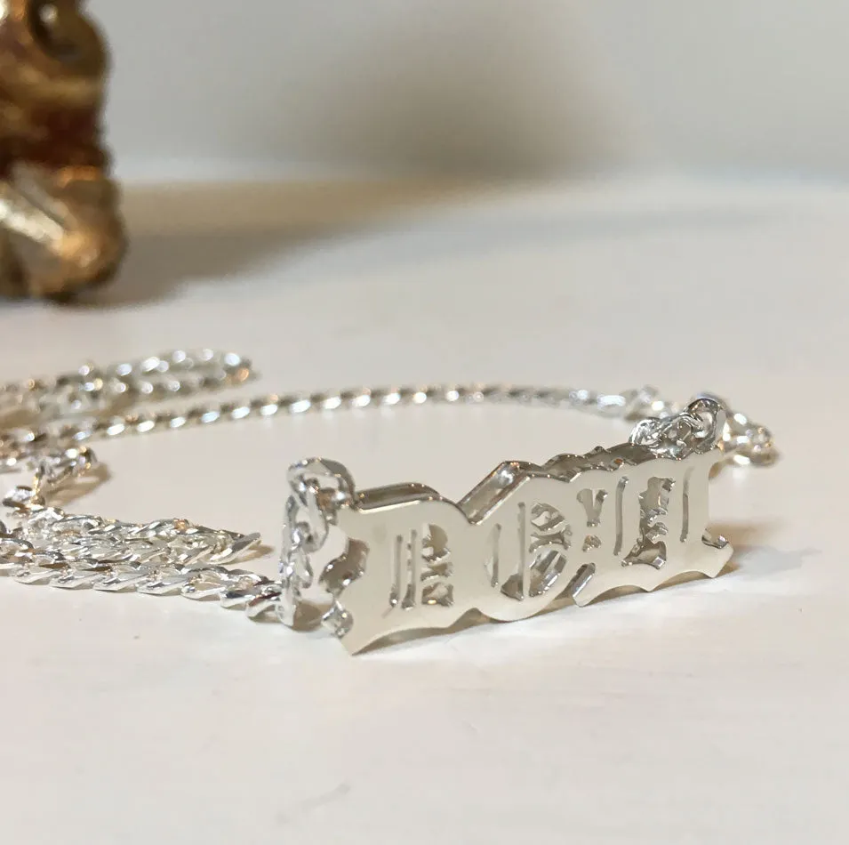 Old English Gothic Namplate Necklace