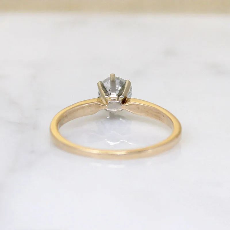 Old Mine Cut Diamond in Two-Tone Mid-Century Solitaire