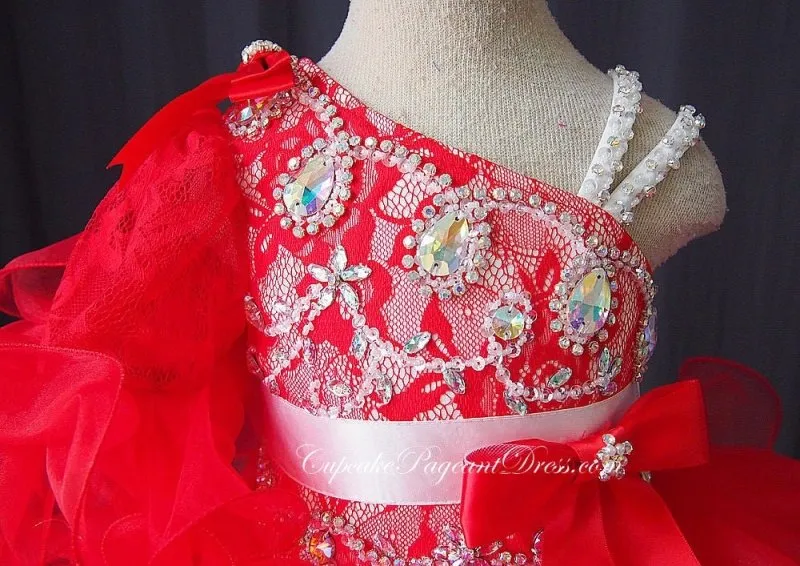 One Shoulder Infant/toddler/kids/baby/children Girl's Pageant Dress