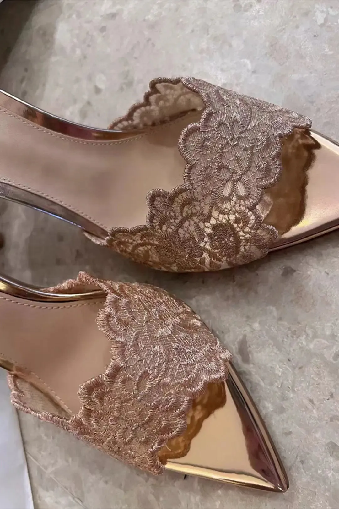 Ophelie - Stylish Pointed Lace Woman's Heels