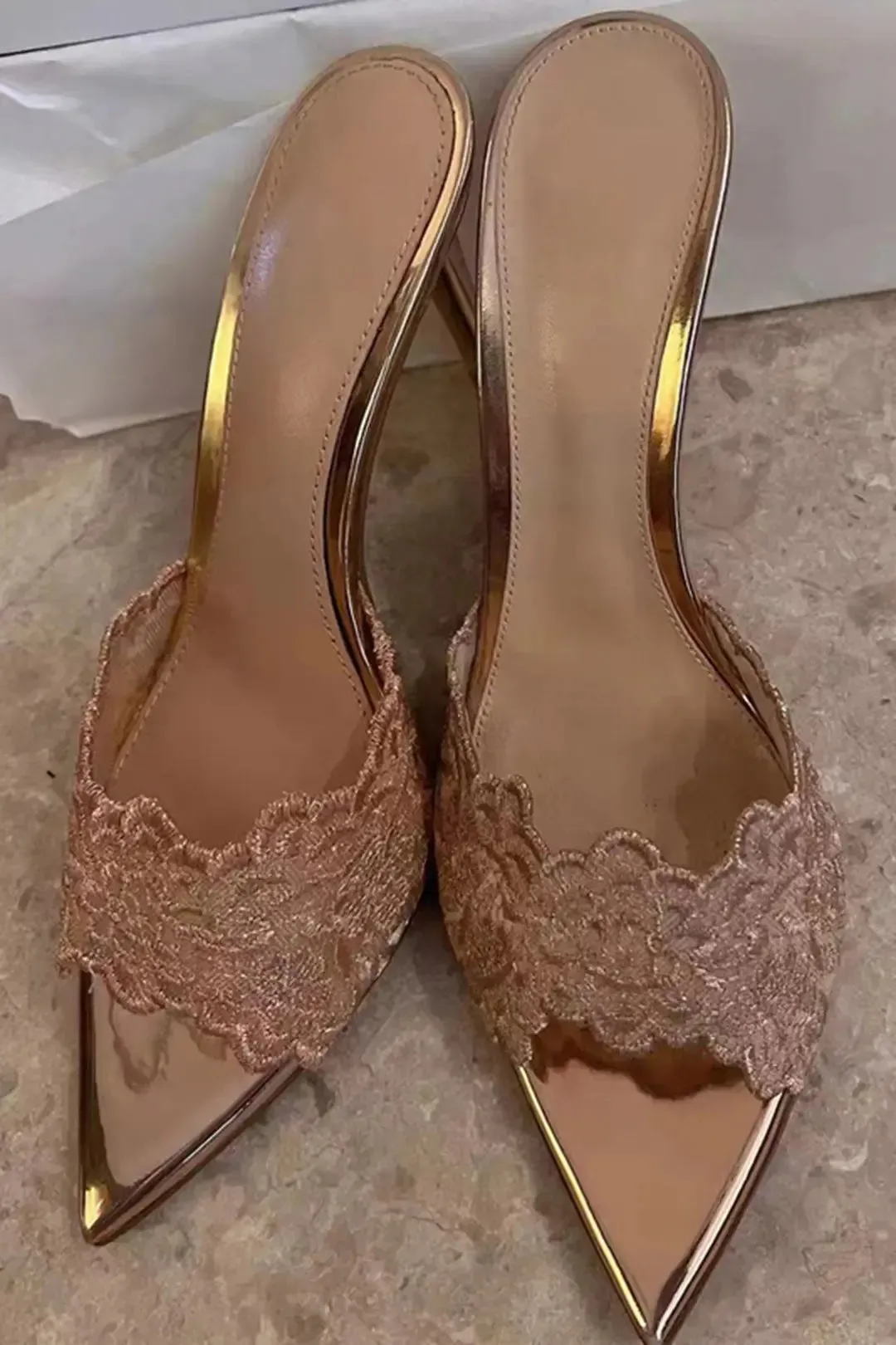Ophelie - Stylish Pointed Lace Woman's Heels