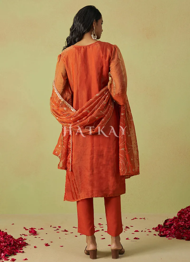 Orange Embroidery Salwar Suit