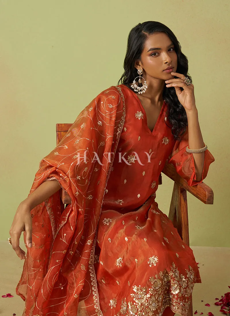 Orange Embroidery Salwar Suit