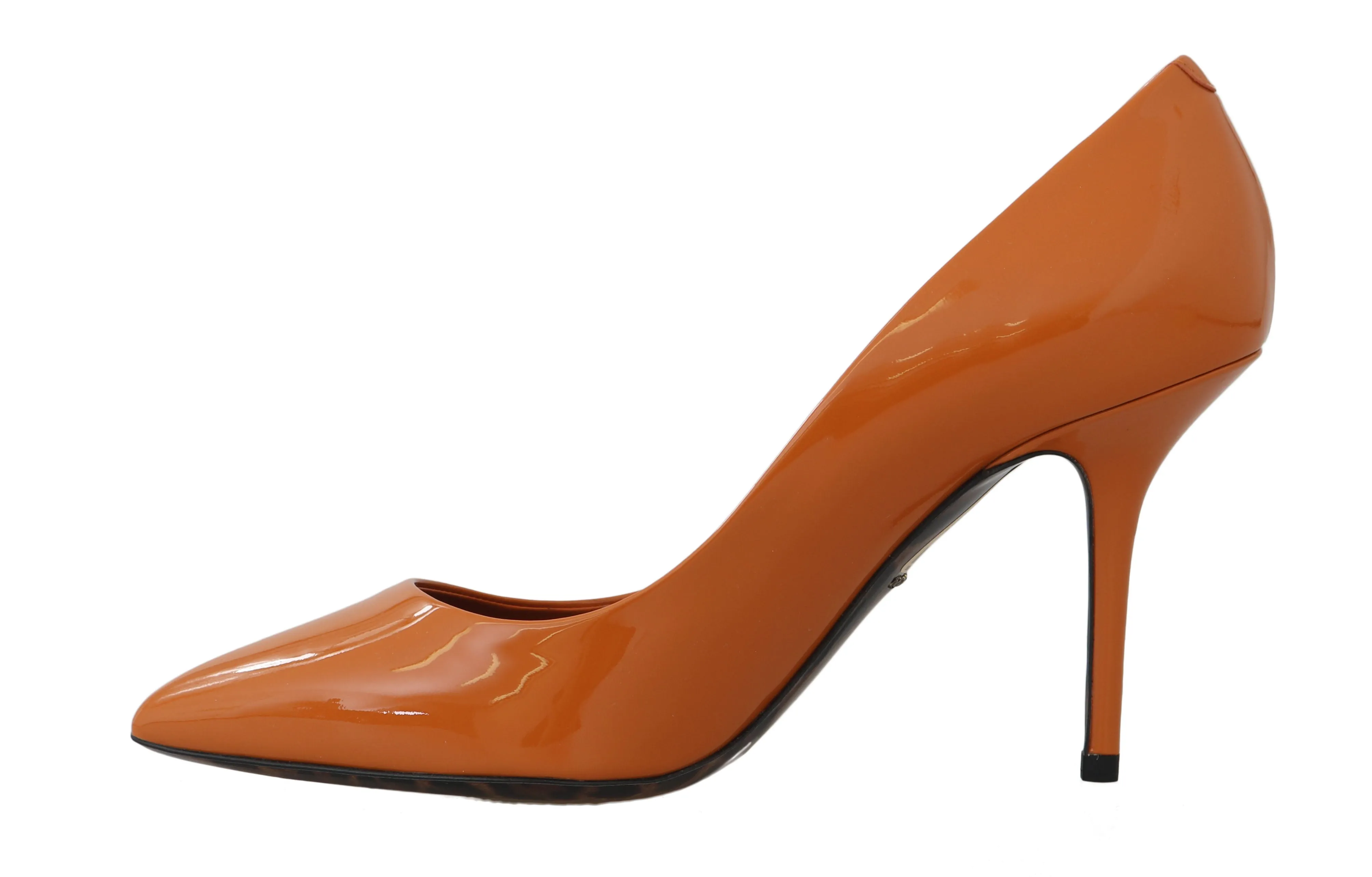Orange Patent Leather Pumps Heels