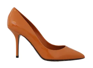 Orange Patent Leather Pumps Heels