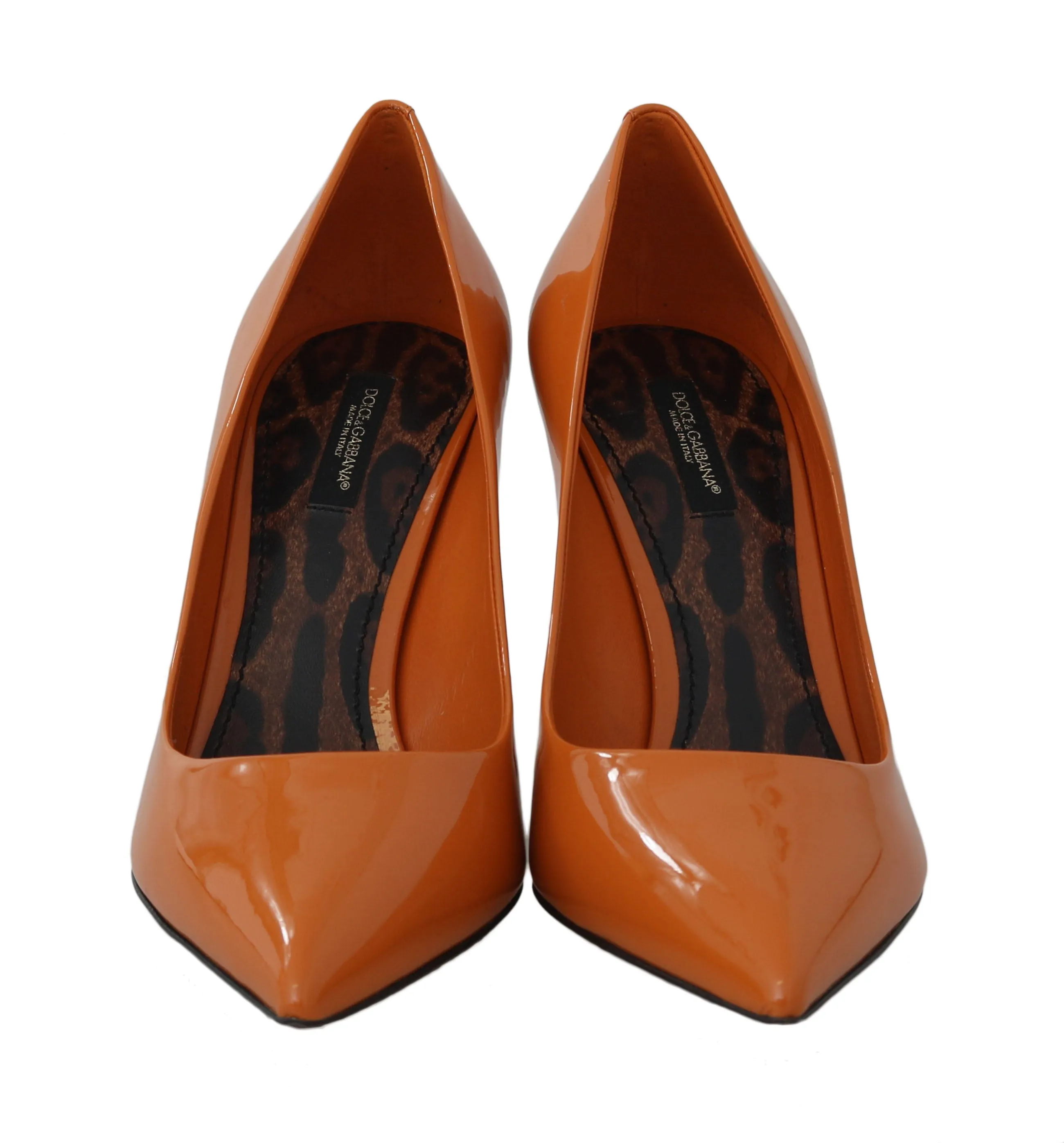 Orange Patent Leather Pumps Heels