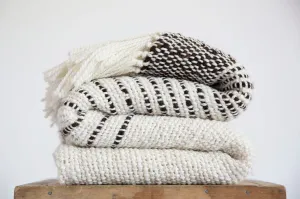 Organic Throw Blanket in Brown & Ivory - Undyed Sheep Wool