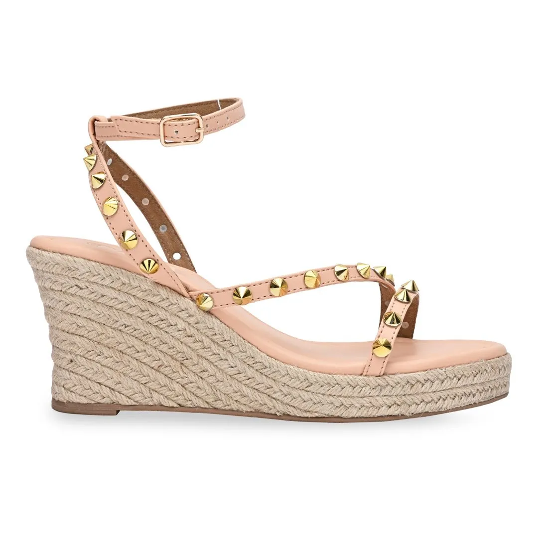Peach Studded Wedges