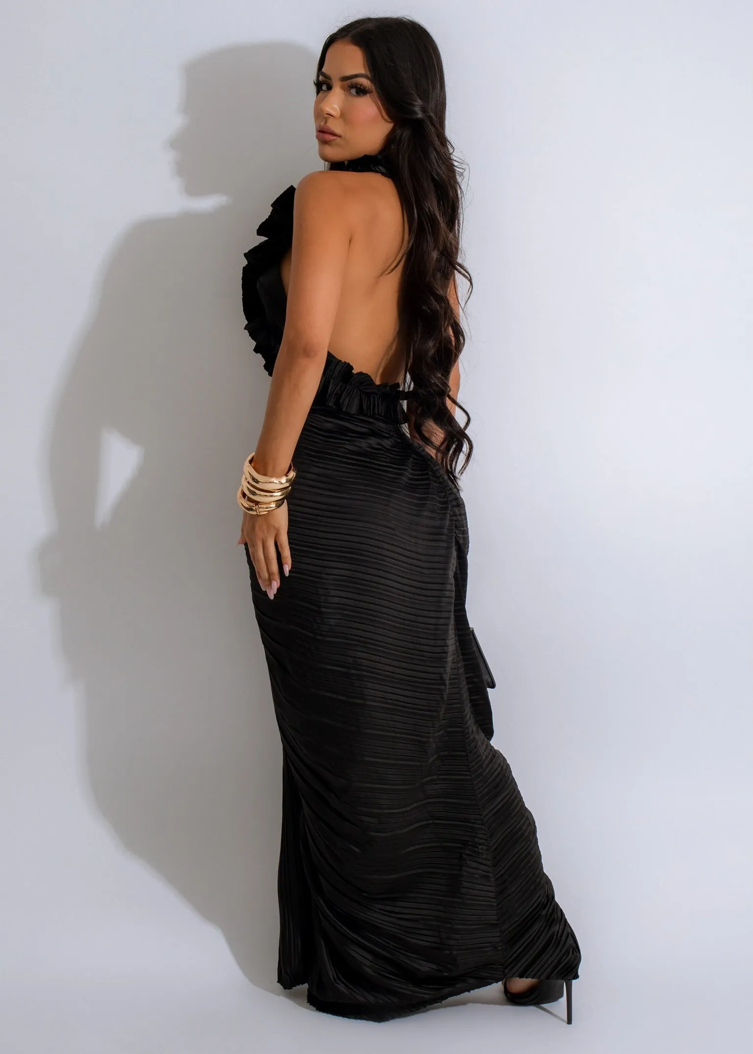 Perfect Duo Ruched Skirt Set Black