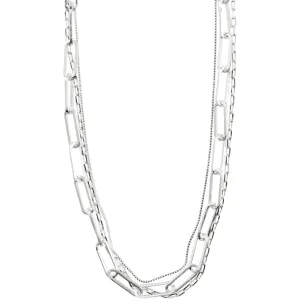 Pilgrim Freedom Silver Oval Link Layered Necklace