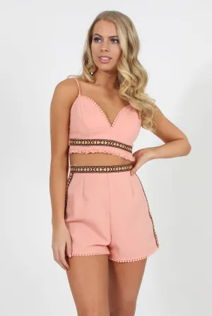 Pink Aztec Trim Two Piece Set - Alby