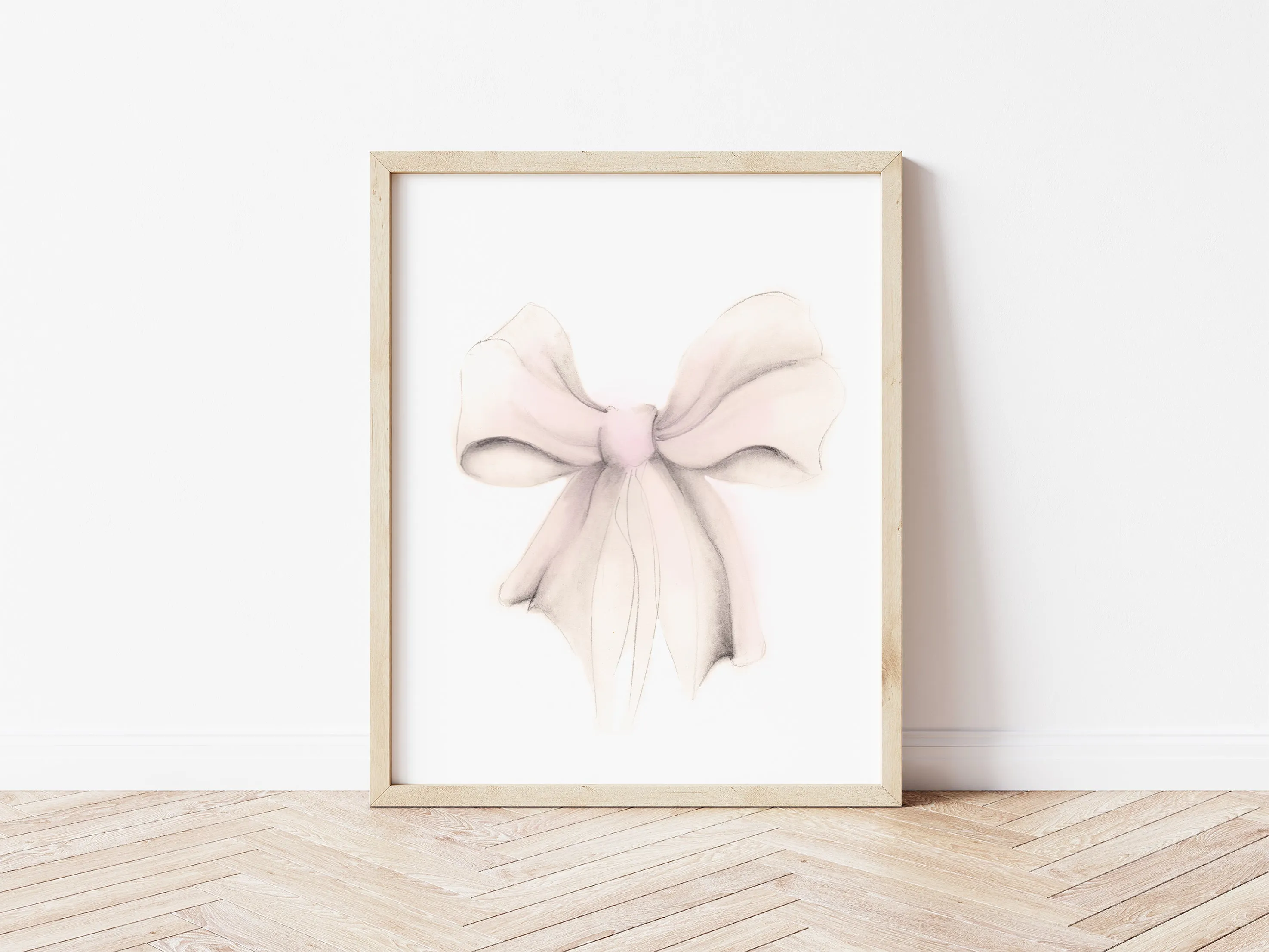Pink Bow Nursery Print - Sweet Blush