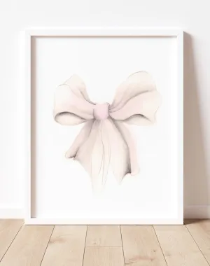 Pink Bow Nursery Print - Sweet Blush