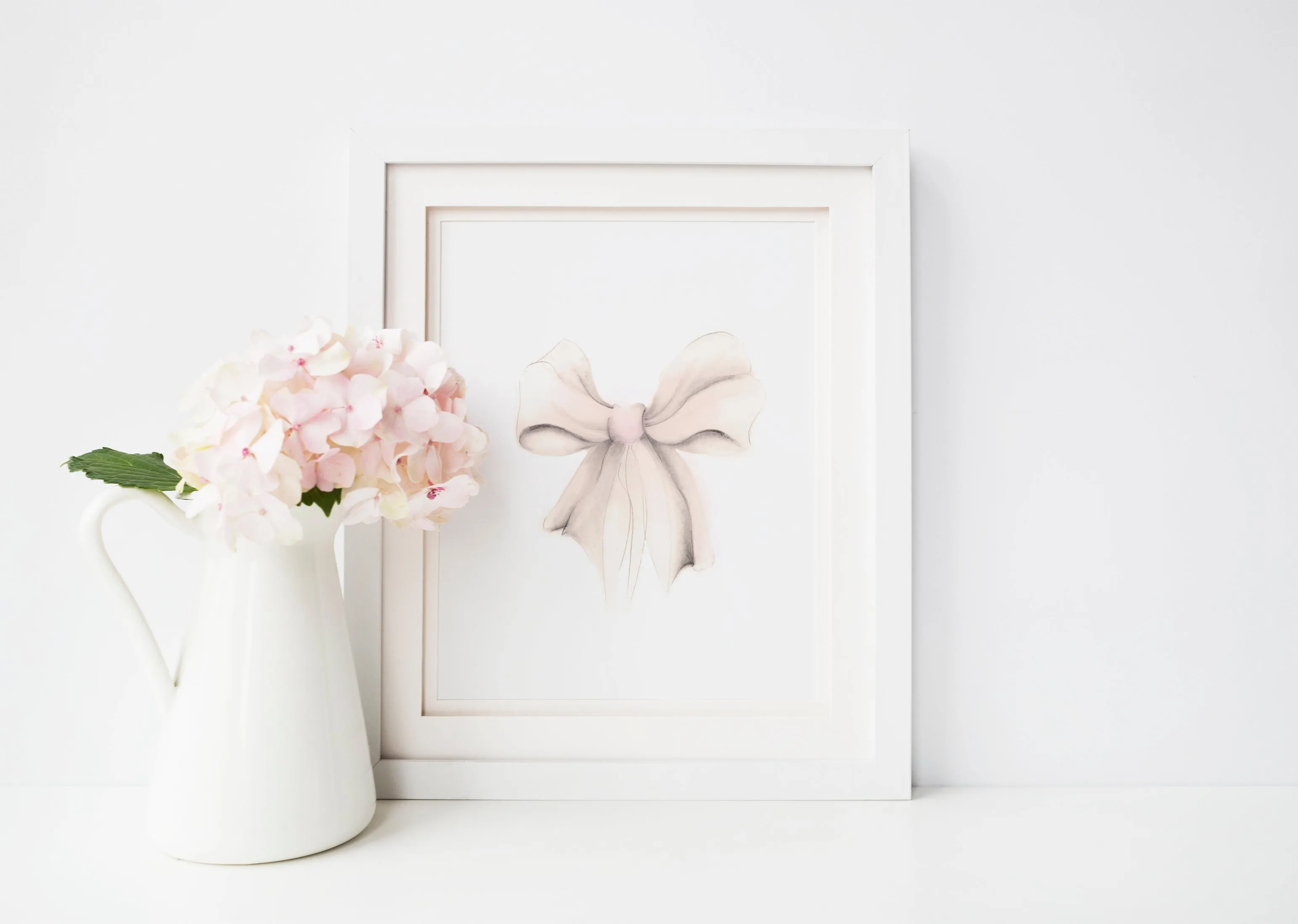 Pink Bow Nursery Print - Sweet Blush
