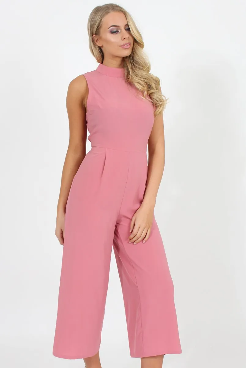 Pink High Neck Jumpsuit - Carla
