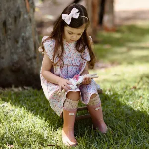 pinwheel bow headband - blush lucia broderie
