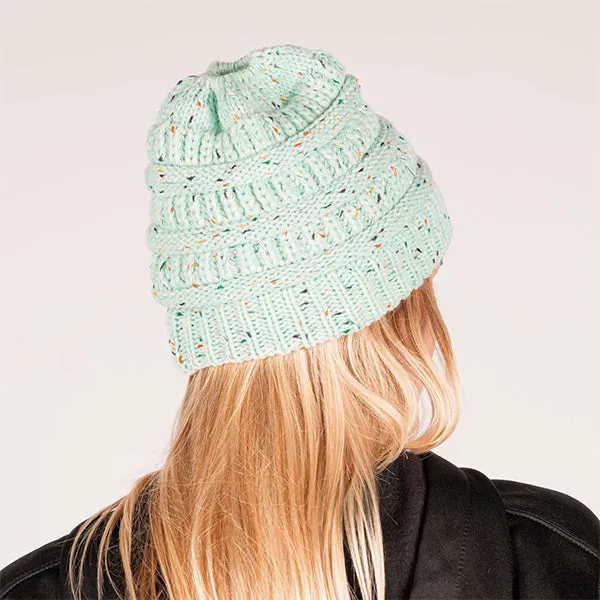 Ponytail Beanie | Mixed Light Aqua
