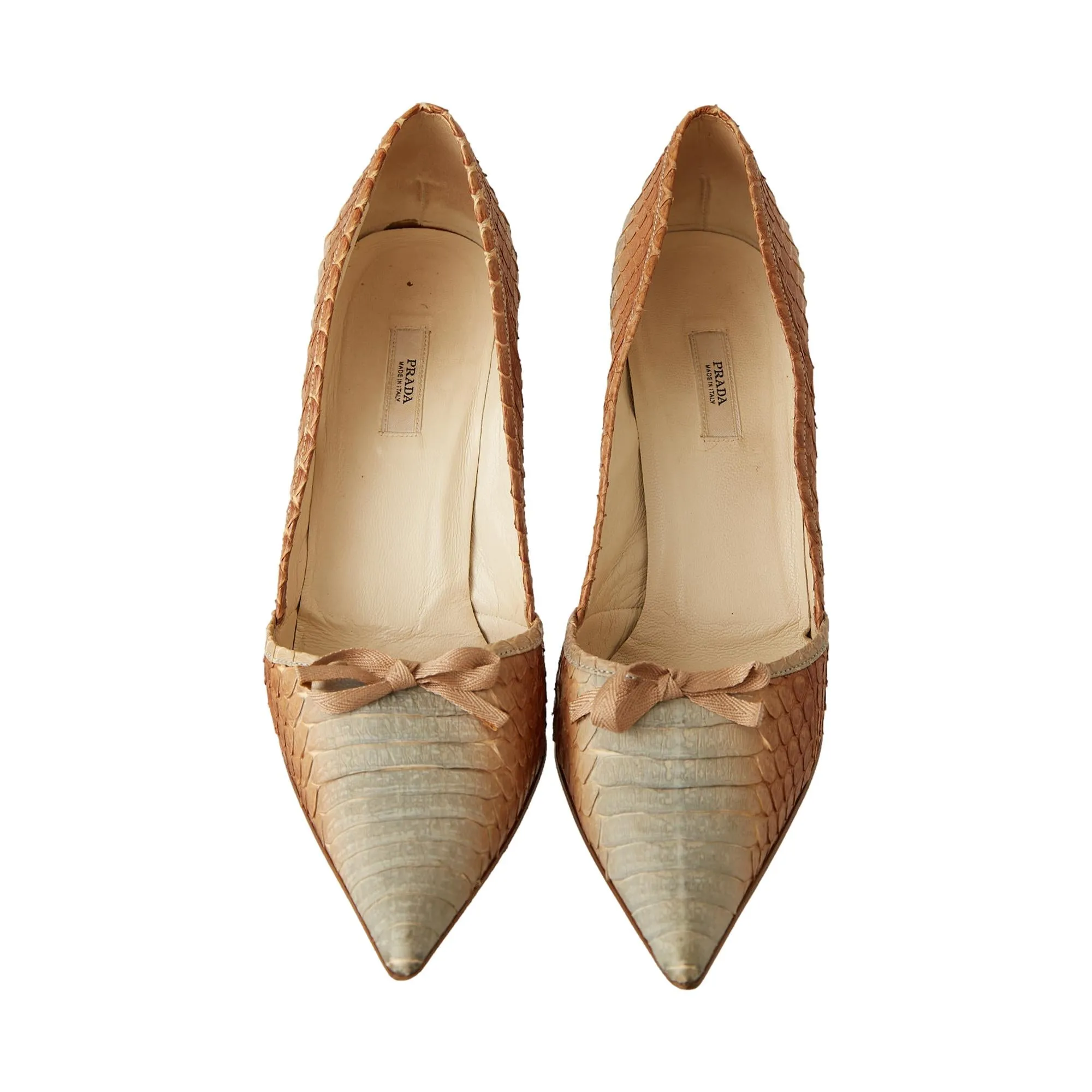 Prada Snakeskin Bow Heels