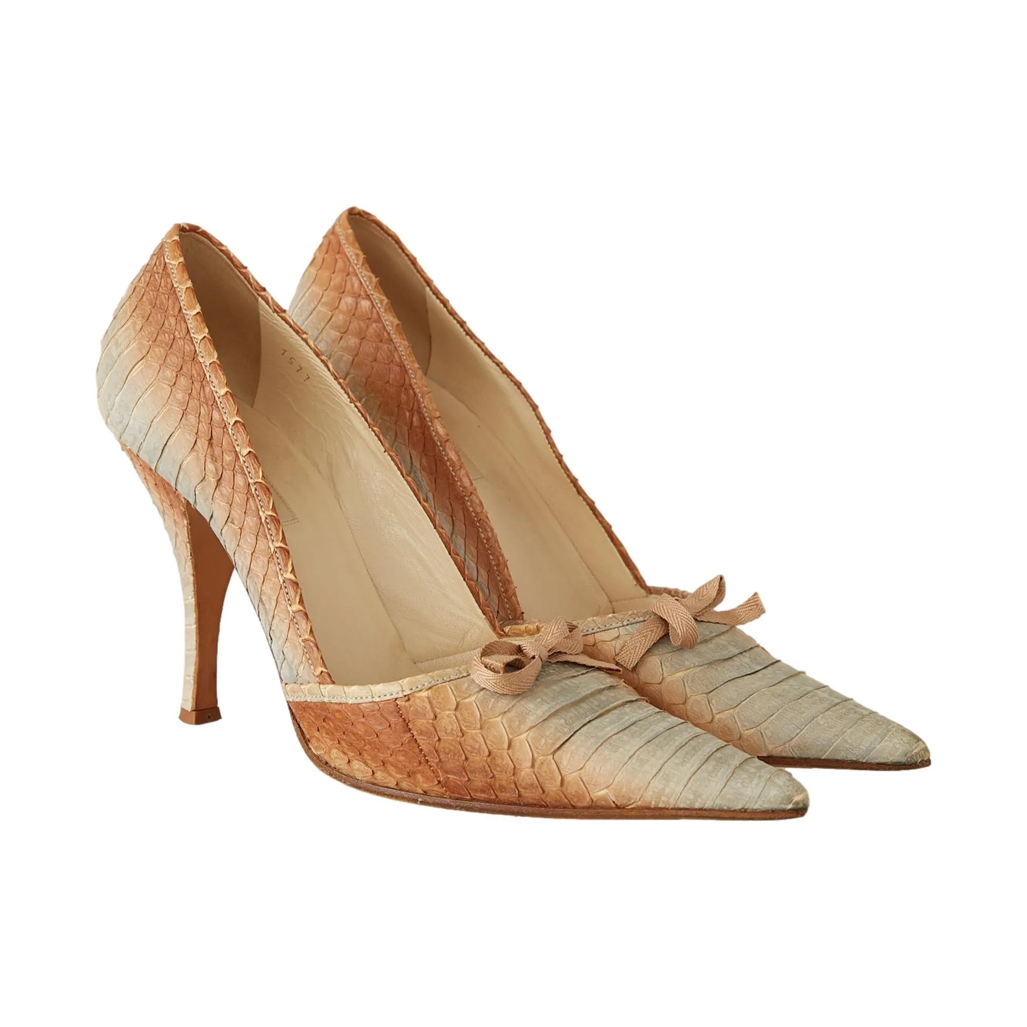 Prada Snakeskin Bow Heels
