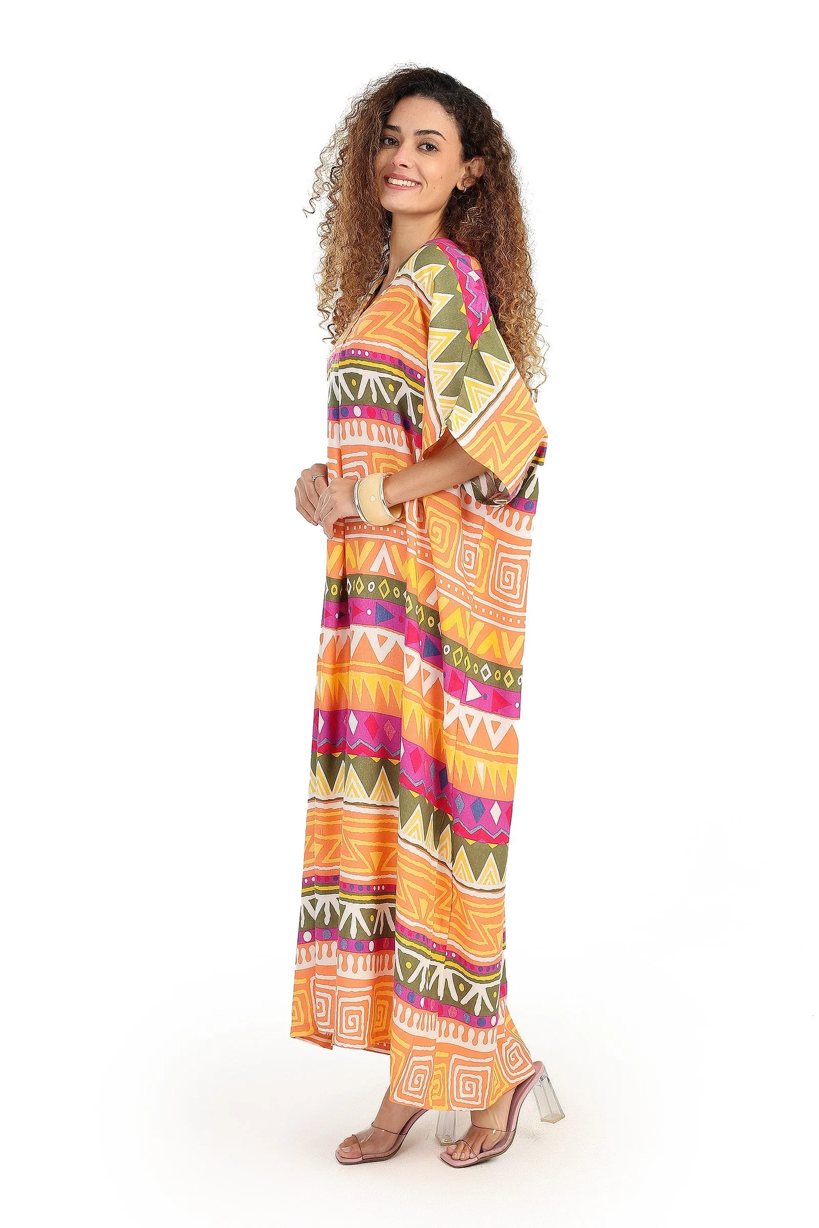 Printed V-Neck Maxi Dress
