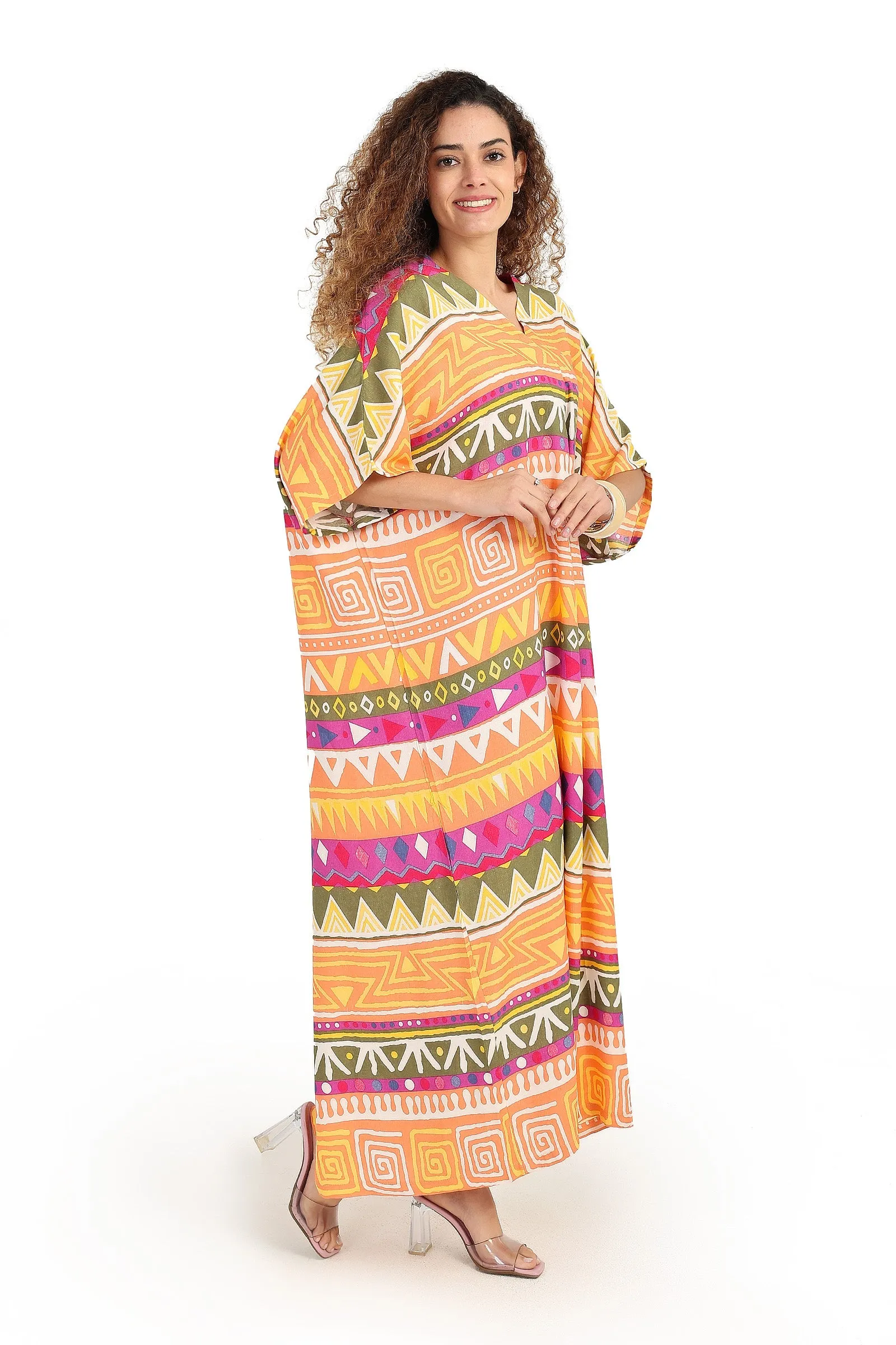 Printed V-Neck Maxi Dress