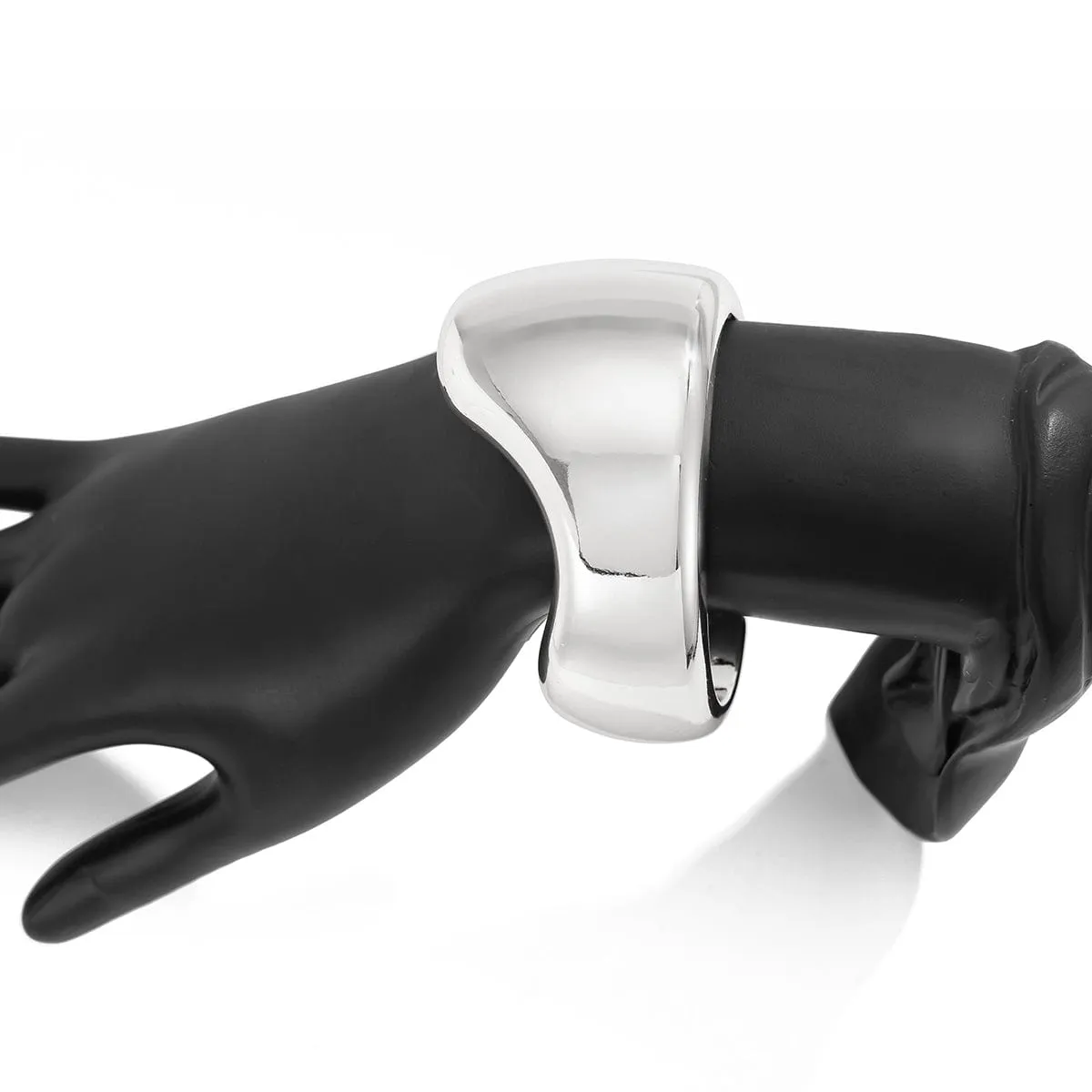Punk Irregular Curved Glossy Wide Cuff Bangle Bracelet