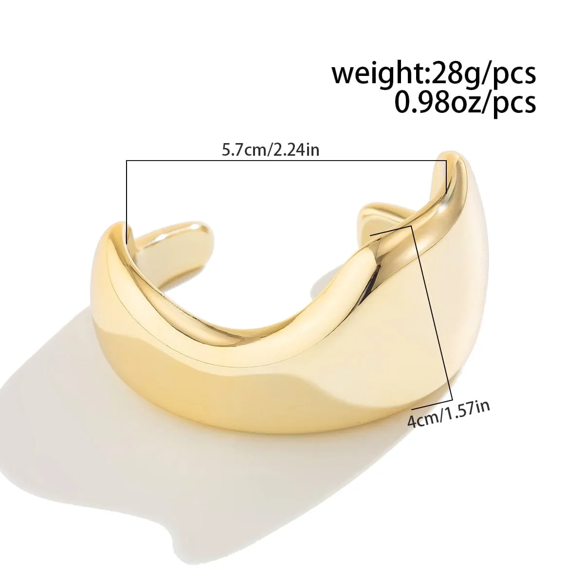 Punk Irregular Curved Glossy Wide Cuff Bangle Bracelet