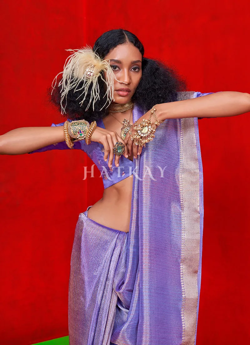 Purple Handloom Silk Saree