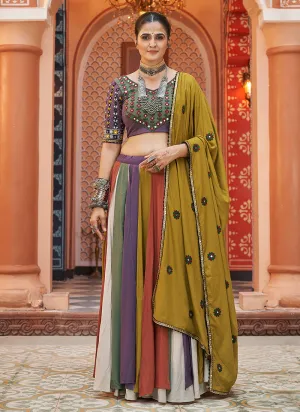 Purple Multi Kutchi Embroidered Navratri Chaniya Choli