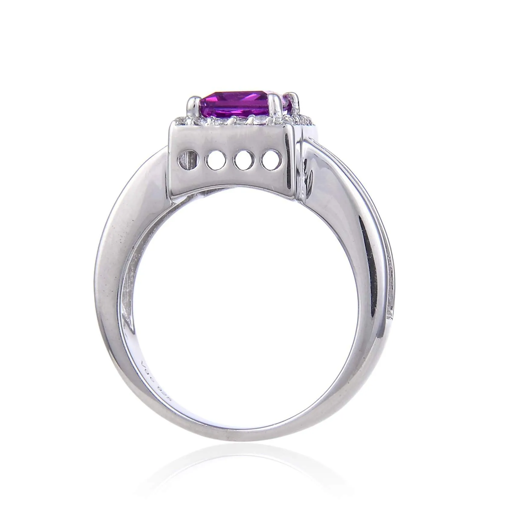 Purple Sapphire Chunky Square Halo Ring