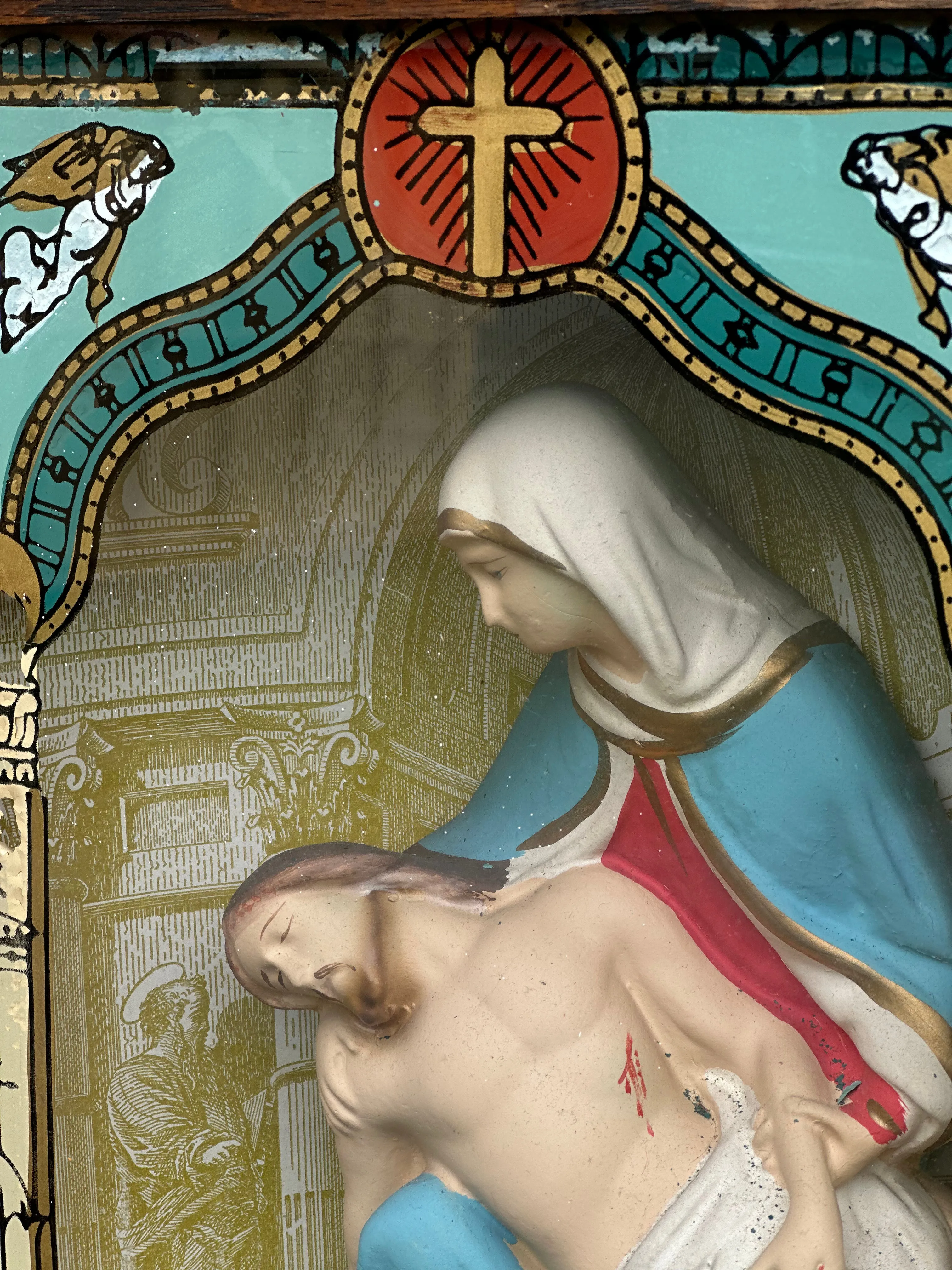 "La Pieta" Stained Glass Reliquary Art