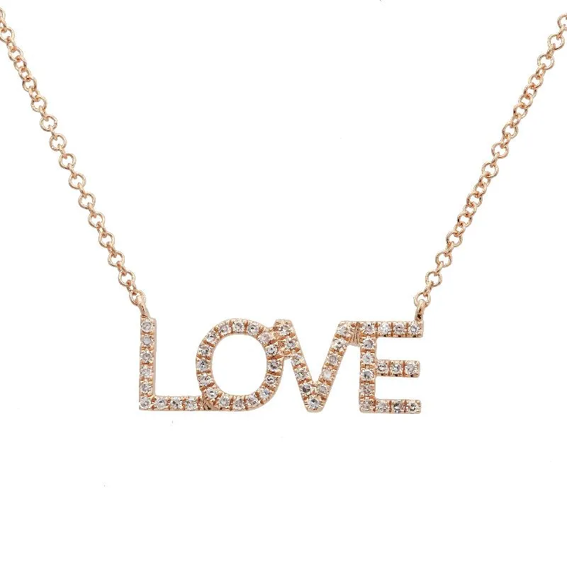 "love" diamond block necklace