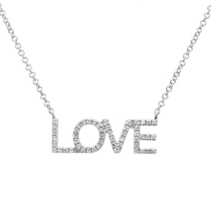 "love" diamond block necklace