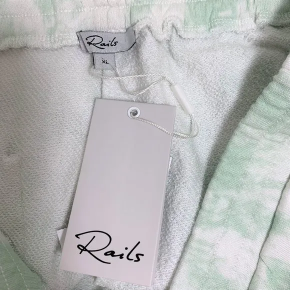 Rails Jane French Terry Knit Shorts Mint Green &amp; White Tie Dye Size XL NEW