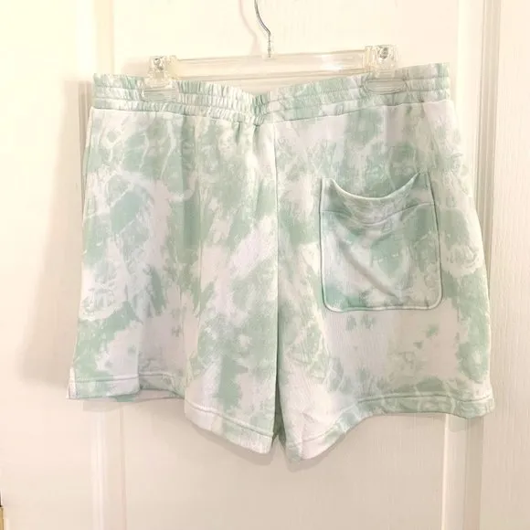 Rails Jane French Terry Knit Shorts Mint Green &amp; White Tie Dye Size XL NEW