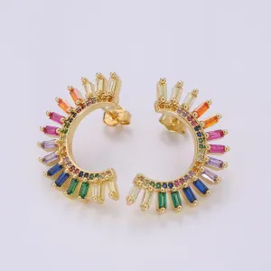 Rainbow Crystal Fan Earrings