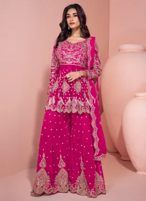 Rani Pink Gerogette Sharara Suit