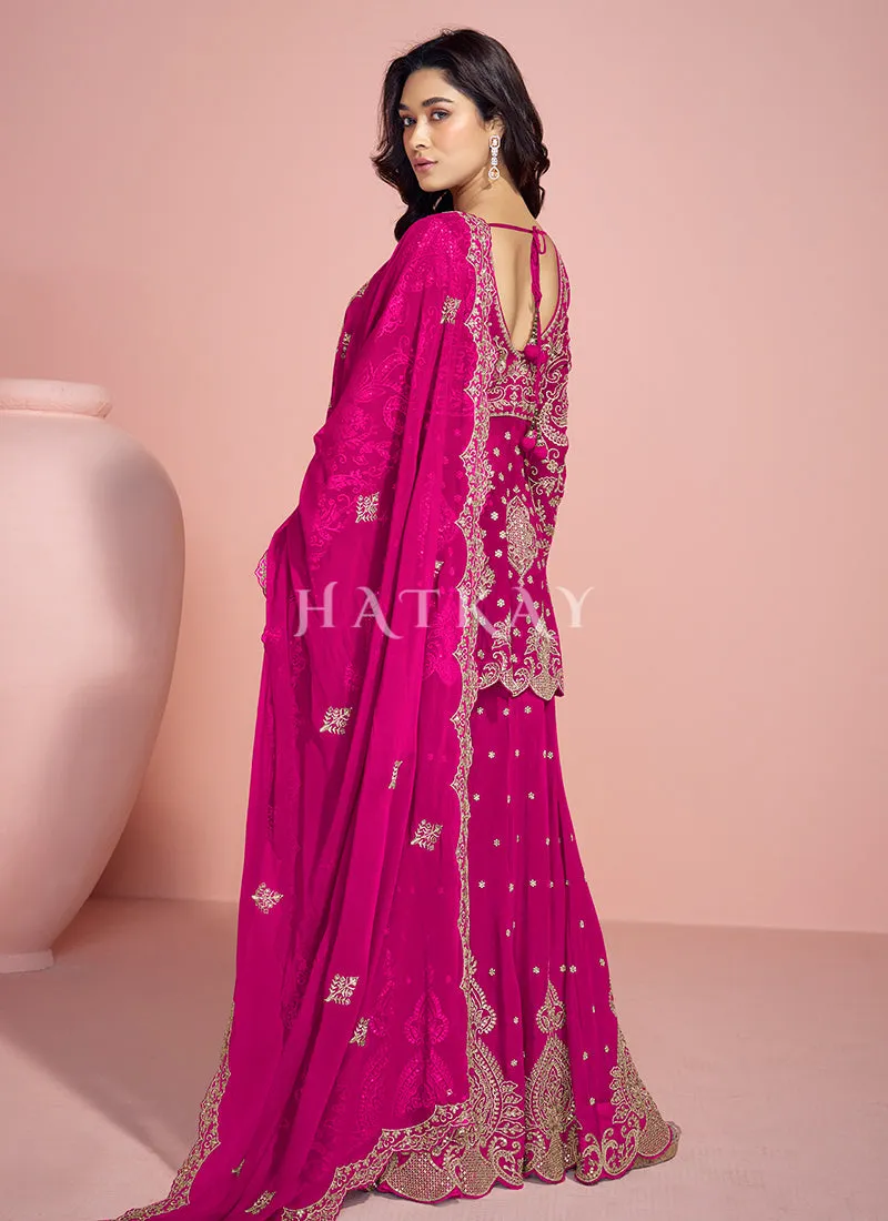 Rani Pink Gerogette Sharara Suit