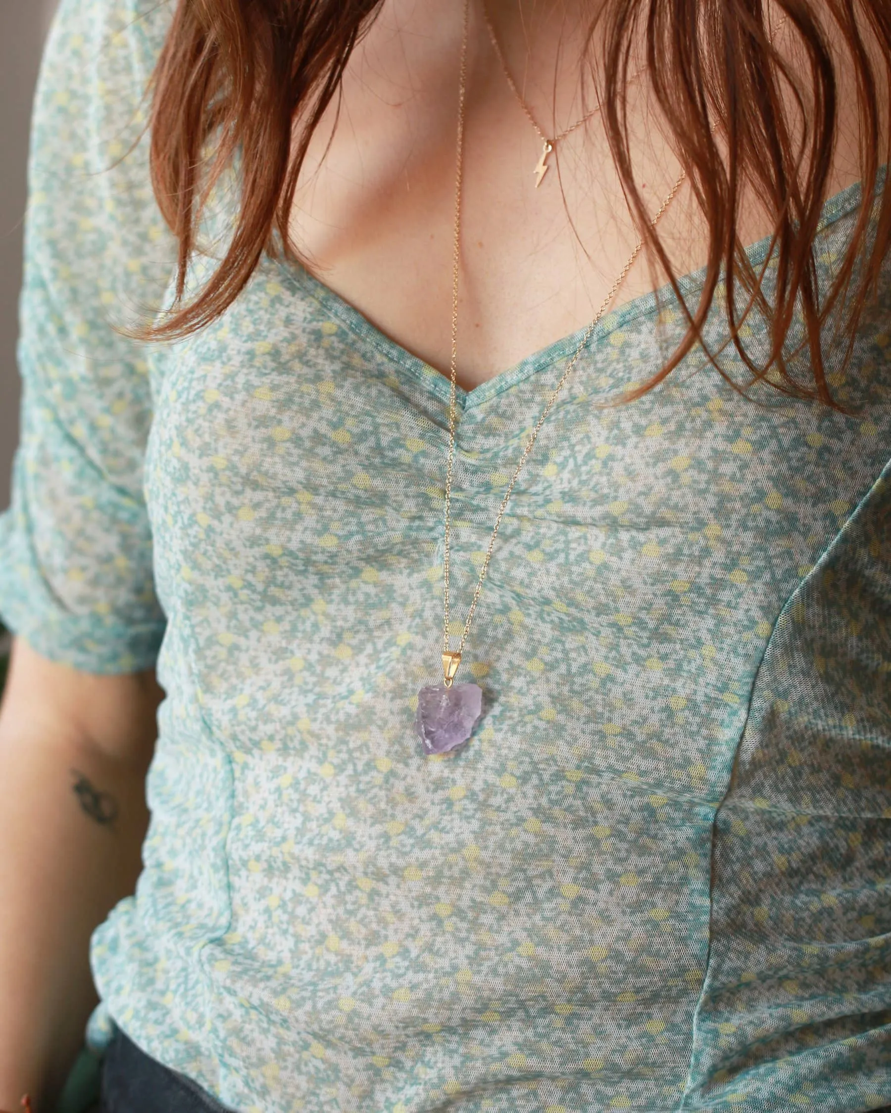 Raw Amethyst Long Necklace