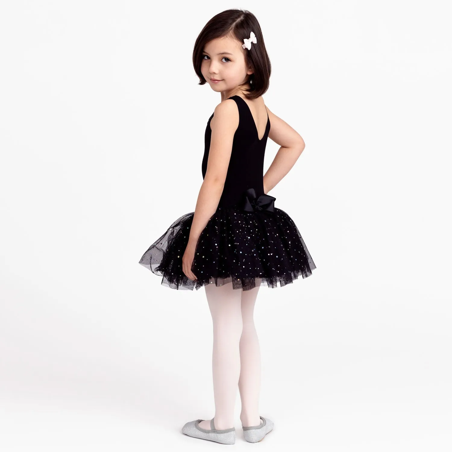 Raya: Sequin Tutu Dress with Bow in Black