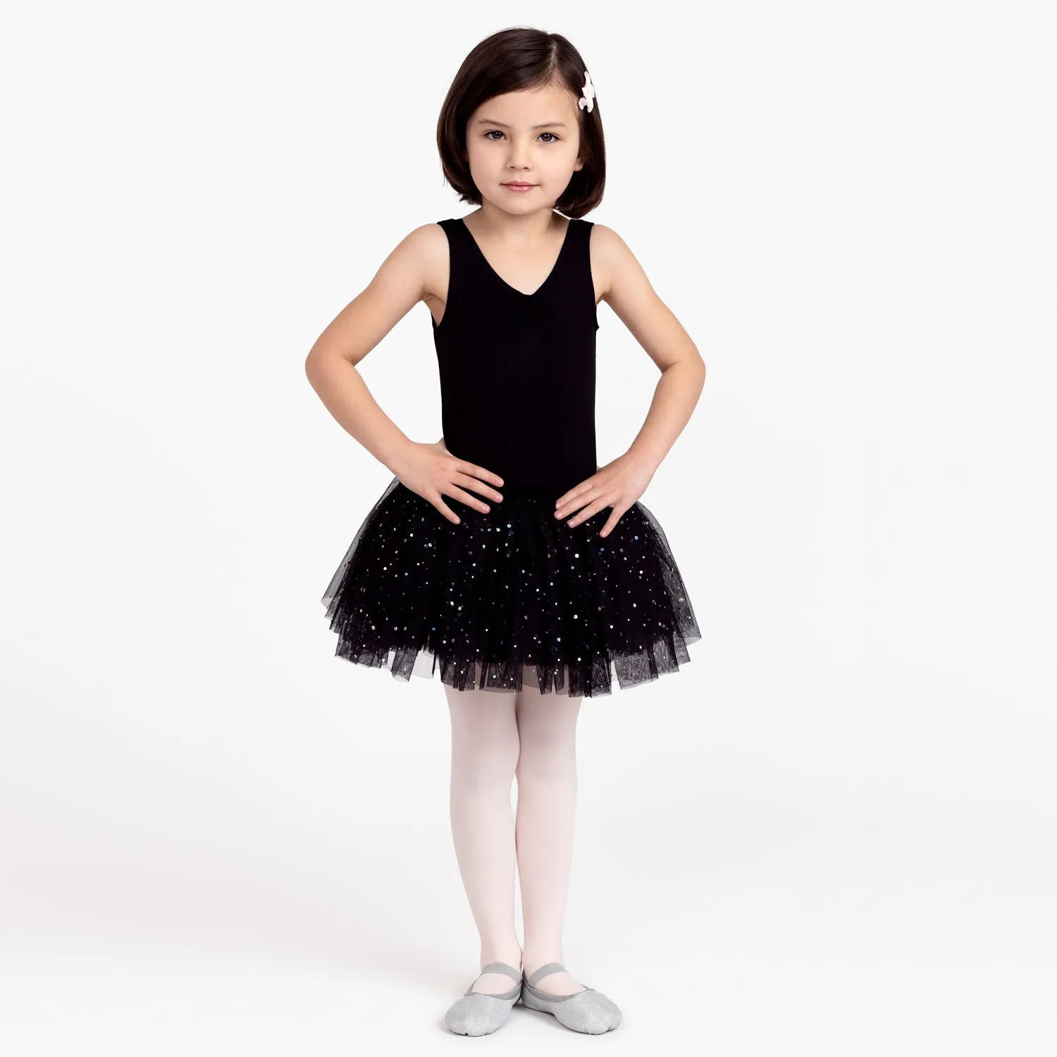 Raya: Sequin Tutu Dress with Bow in Black