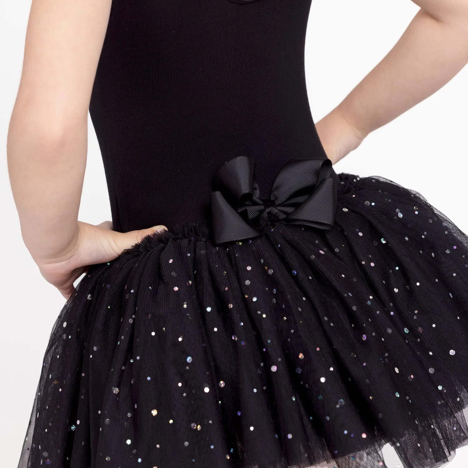 Raya: Sequin Tutu Dress with Bow in Black