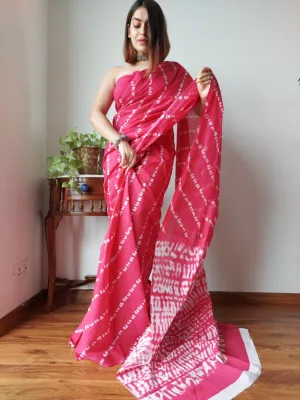 Red White Cotton Saree