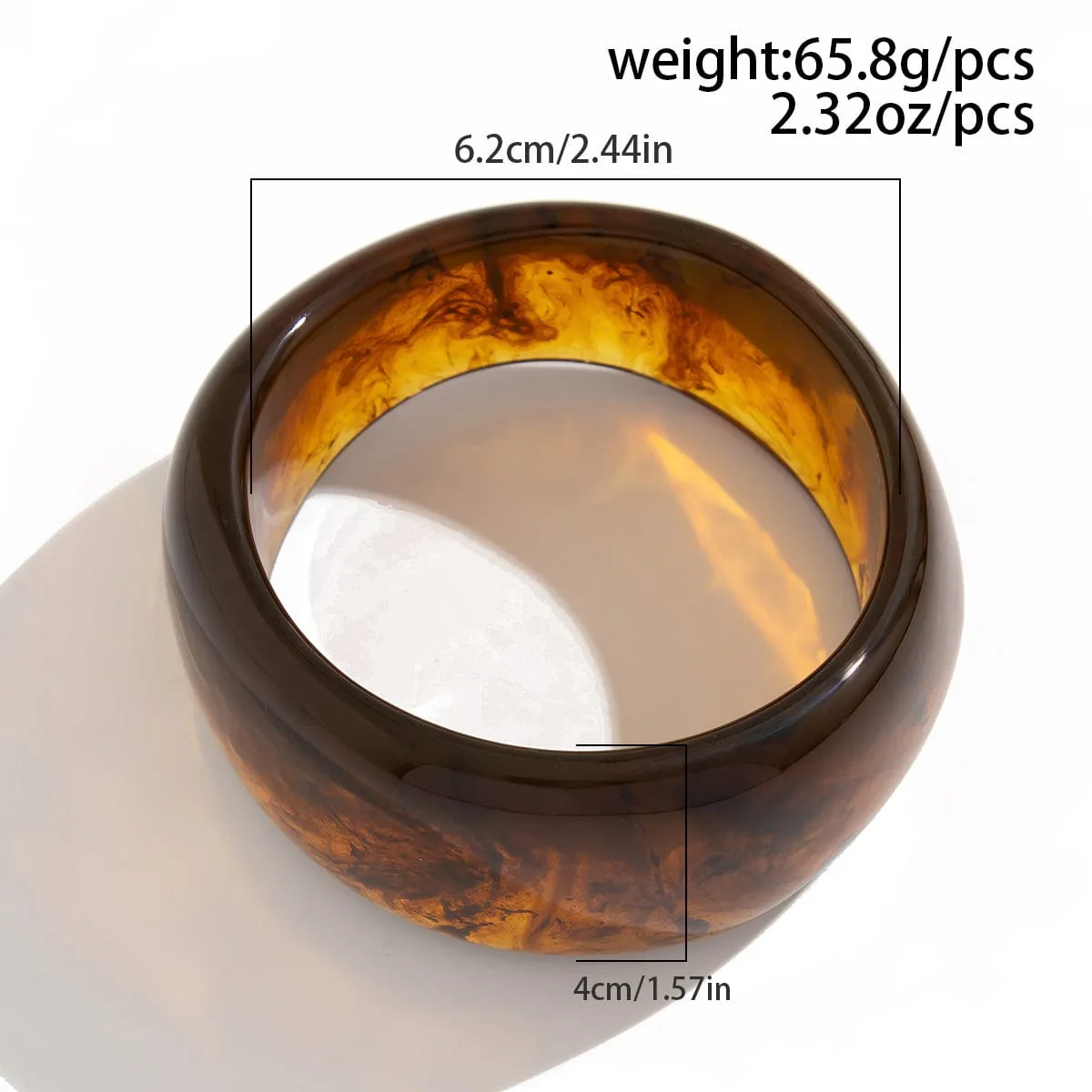 Retro Irregular Gradient Resin Wide Cuff Bangle Bracelet