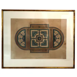 ROBERT ADAM Colored Bookplate Engraving, Lady Bute's Dressing Room Ceiling