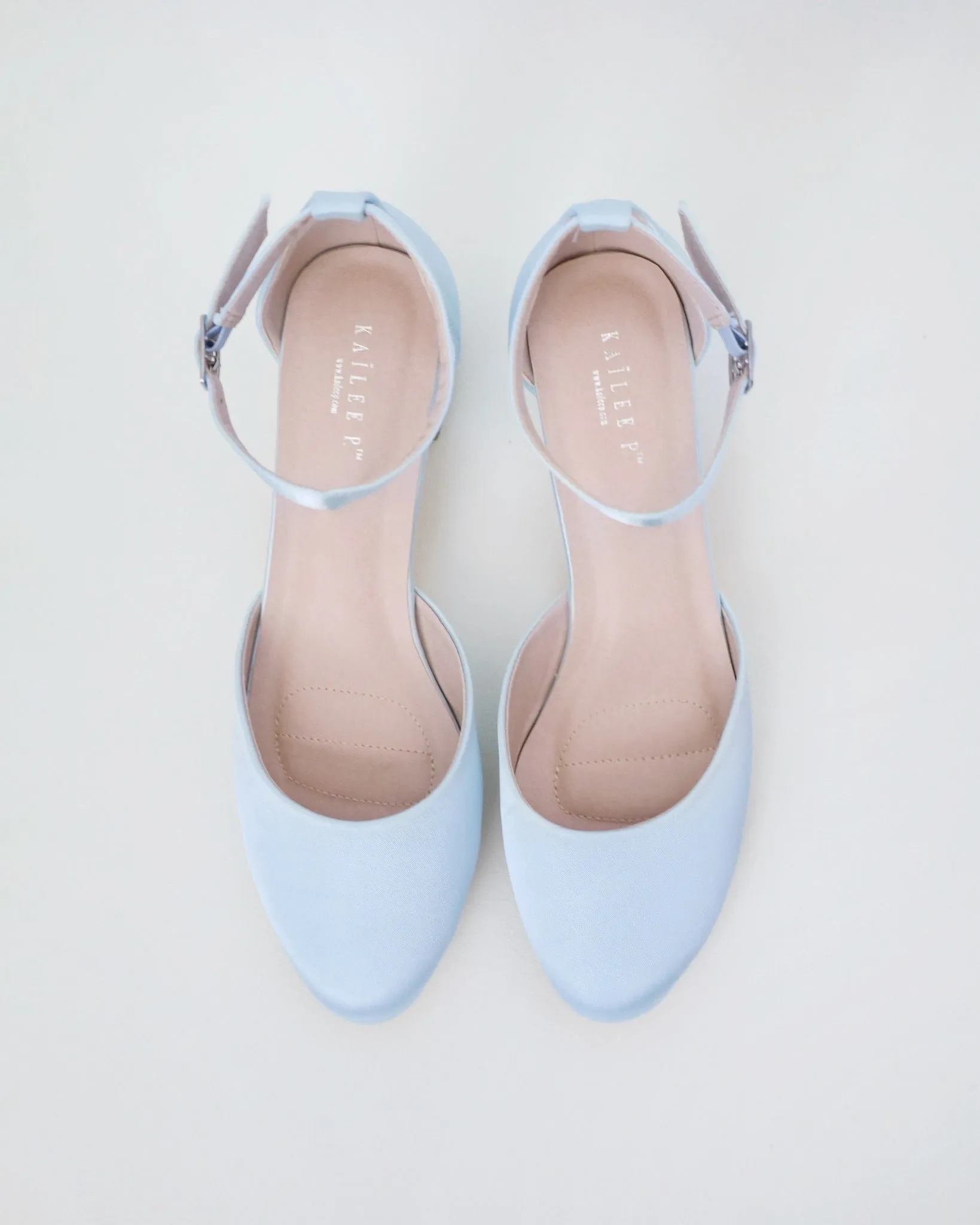 Round Toe Satin Block Heel with Ankle Strap