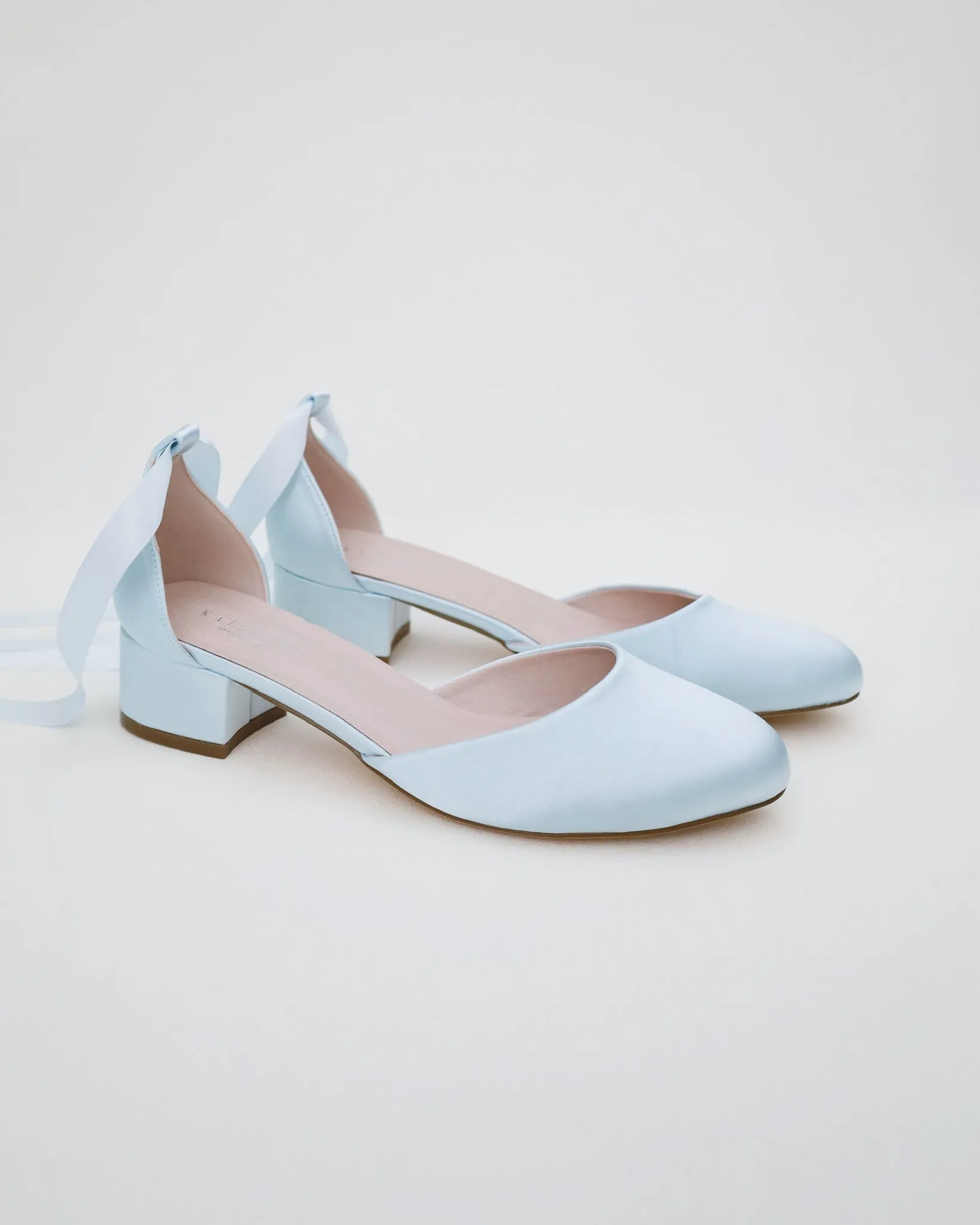 Round Toe Satin Block Heel with Ballerina Lace Up