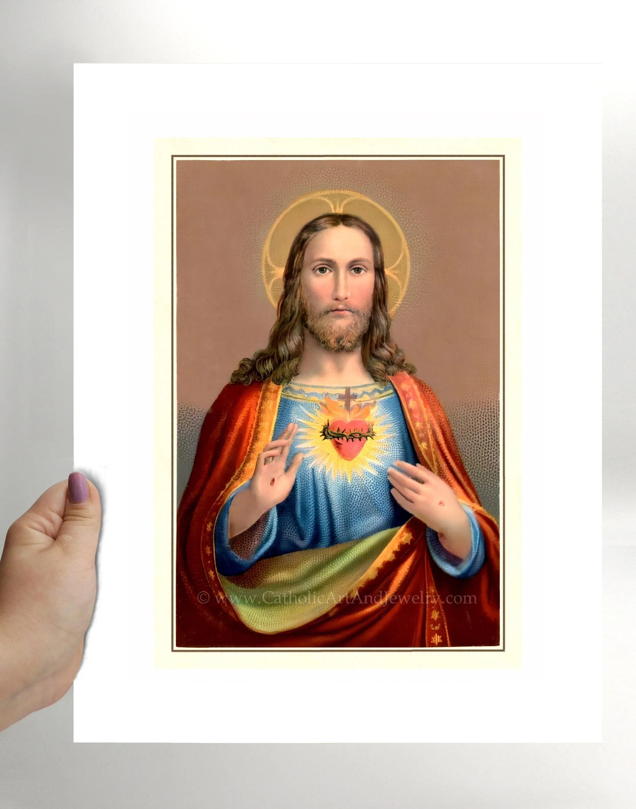 Sacred Heart of Jesus – Benziger – based on a Vintage Holy Card – Catholic Art Print – Archival Quality