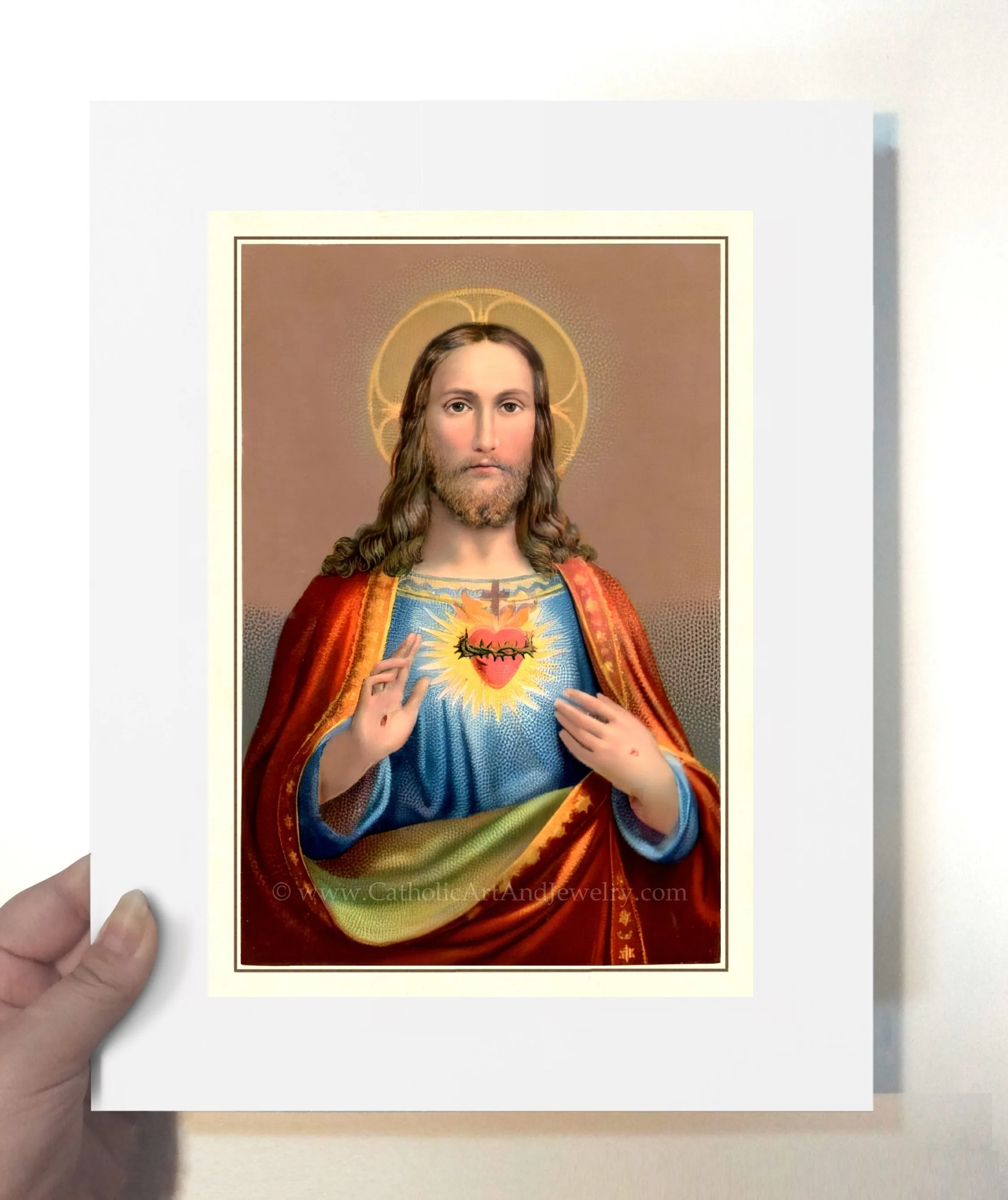 Sacred Heart of Jesus – Benziger – based on a Vintage Holy Card – Catholic Art Print – Archival Quality
