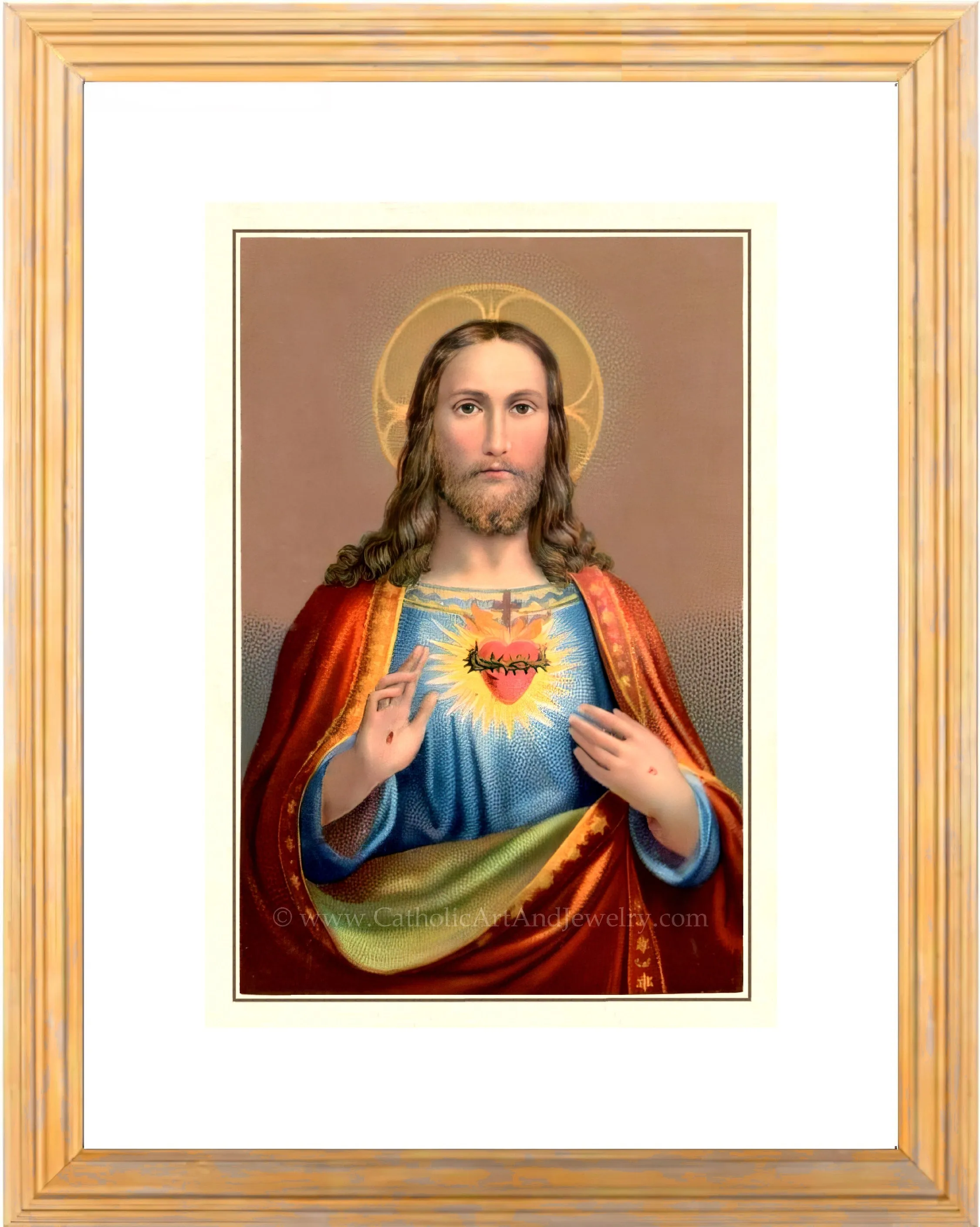 Sacred Heart of Jesus – Benziger – based on a Vintage Holy Card – Catholic Art Print – Archival Quality